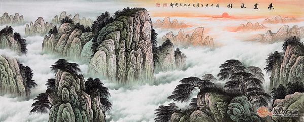 水墨畫迎客松