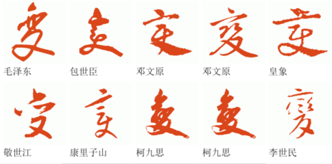 變字草書寫法,草體書法字樣